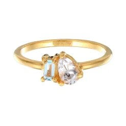 Elli "Ring Tropfen | Topas Edelstein (Weiß)< Ringe|Vergoldet