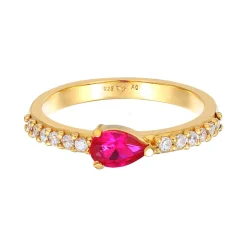 Elli "Ring Tropfen | Zirkonia, Rubin (Weiß, Pink)< Ringe|Vergoldet