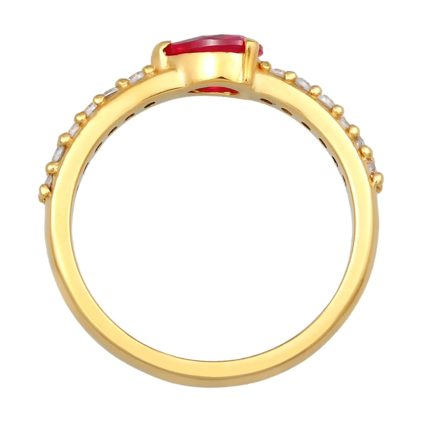 Elli "Ring Tropfen | Zirkonia, Rubin (Weiß, Pink)< Ringe|Vergoldet