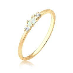 Elli "Ring Vintage | Opal & Zirkonia (Weiß)< Silber|Roségold