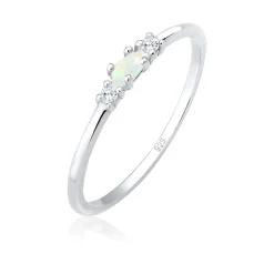 Elli "Ring Vintage | Opal & Zirkonia (Weiß)< Silber|Roségold