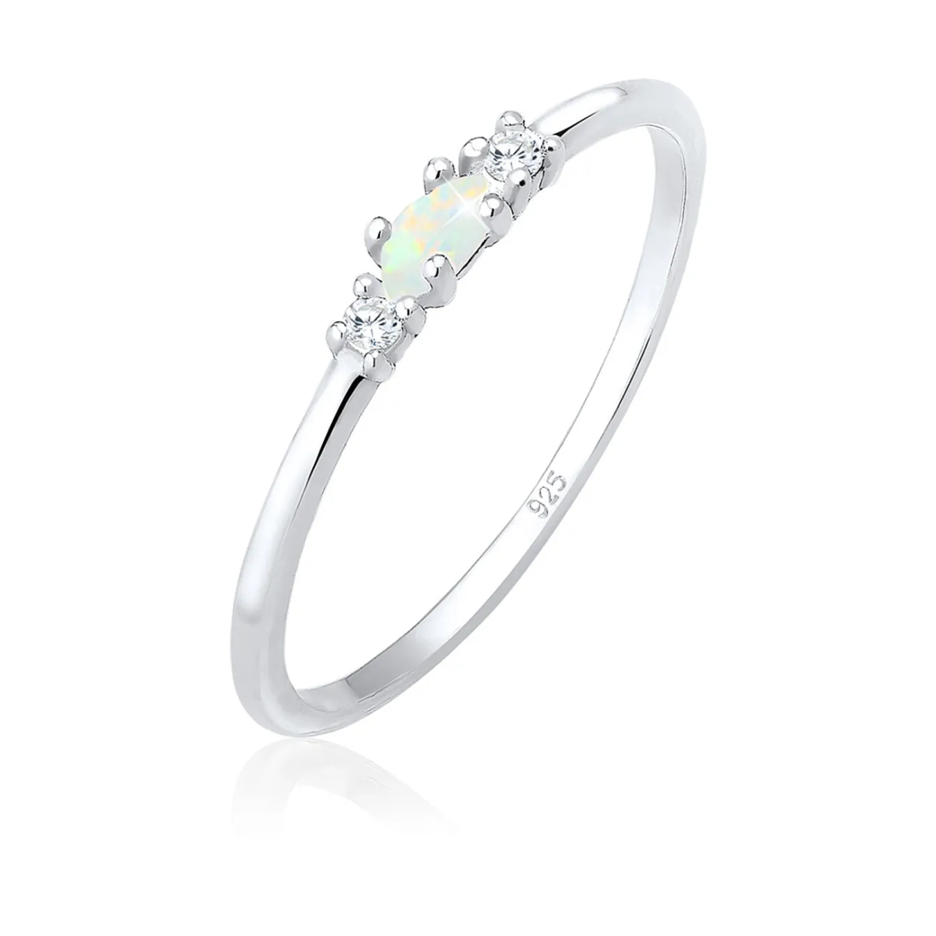 Elli "Ring Vintage | Opal & Zirkonia (Weiß)< Silber|Roségold
