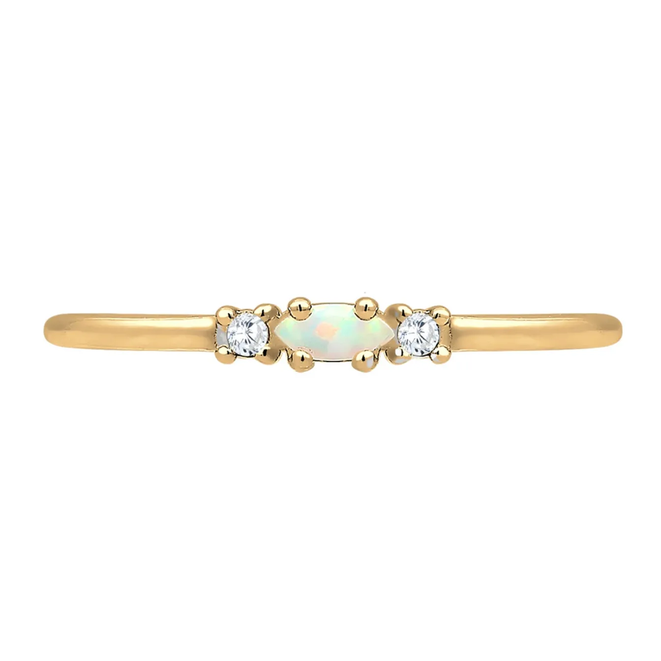Elli "Ring Vintage | Opal & Zirkonia (Weiß)< Silber|Roségold