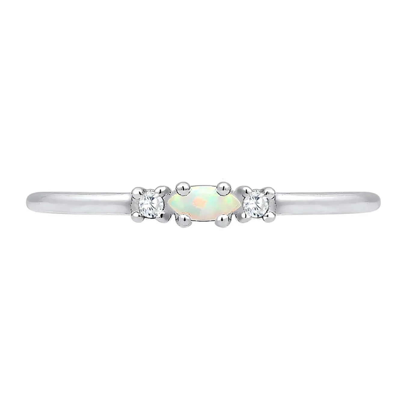 Elli "Ring Vintage | Opal & Zirkonia (Weiß)< Silber|Roségold