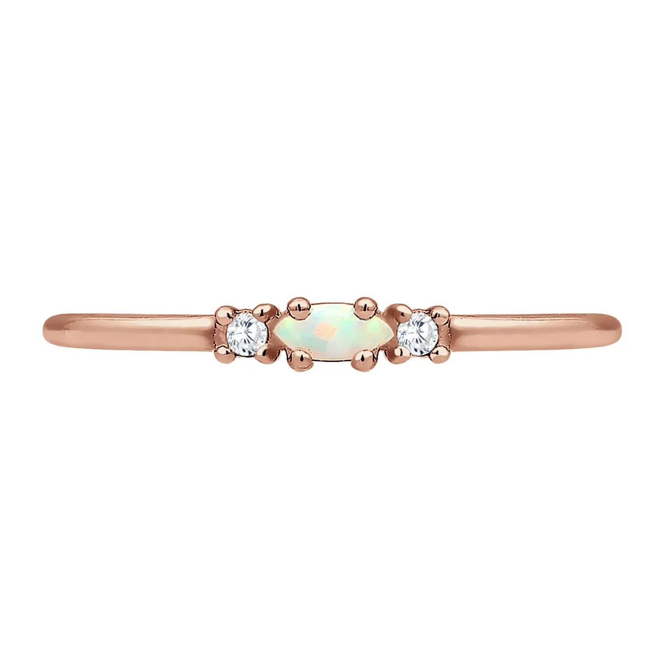 Elli "Ring Vintage | Opal & Zirkonia (Weiß)< Silber|Roségold