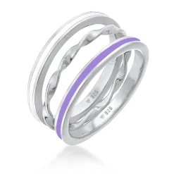 Elli "Ringset | Emaille (Lila)< Ringe|Silber