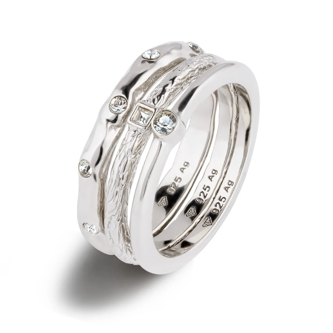 Elli "Ringset | Glas Kristalle (Weiß)< Vergoldet|Ringe