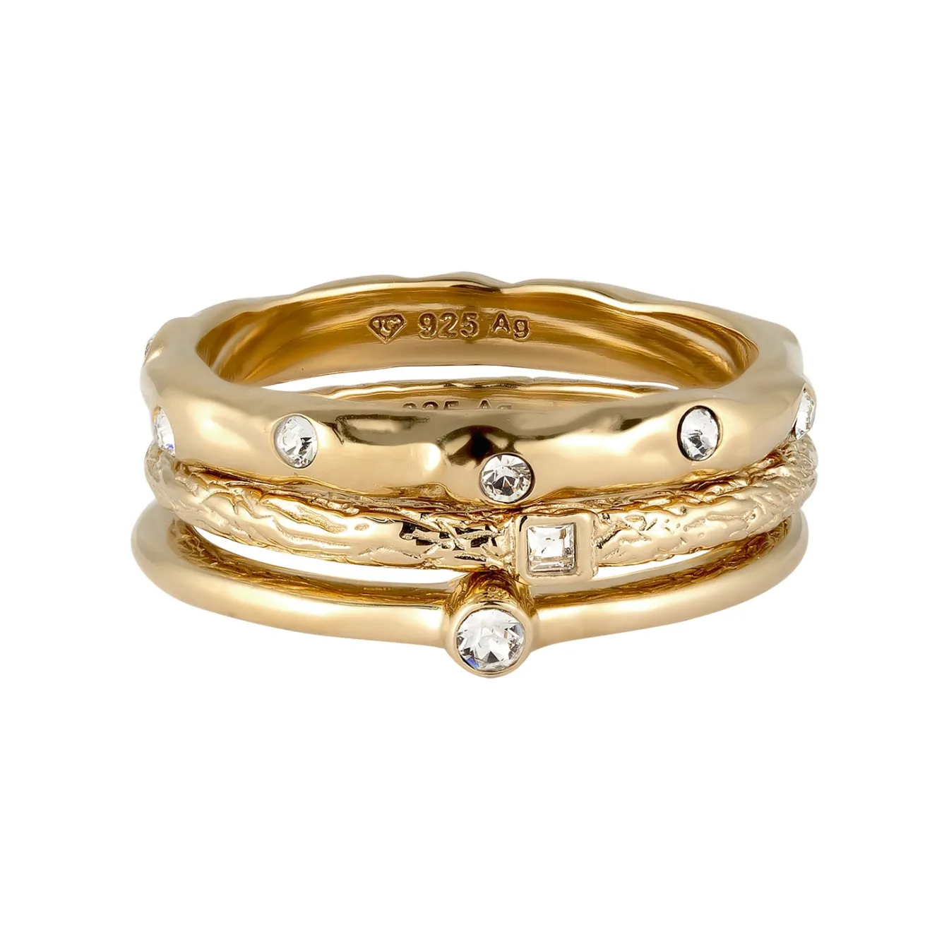 Elli "Ringset | Glas Kristalle (Weiß)< Vergoldet|Ringe