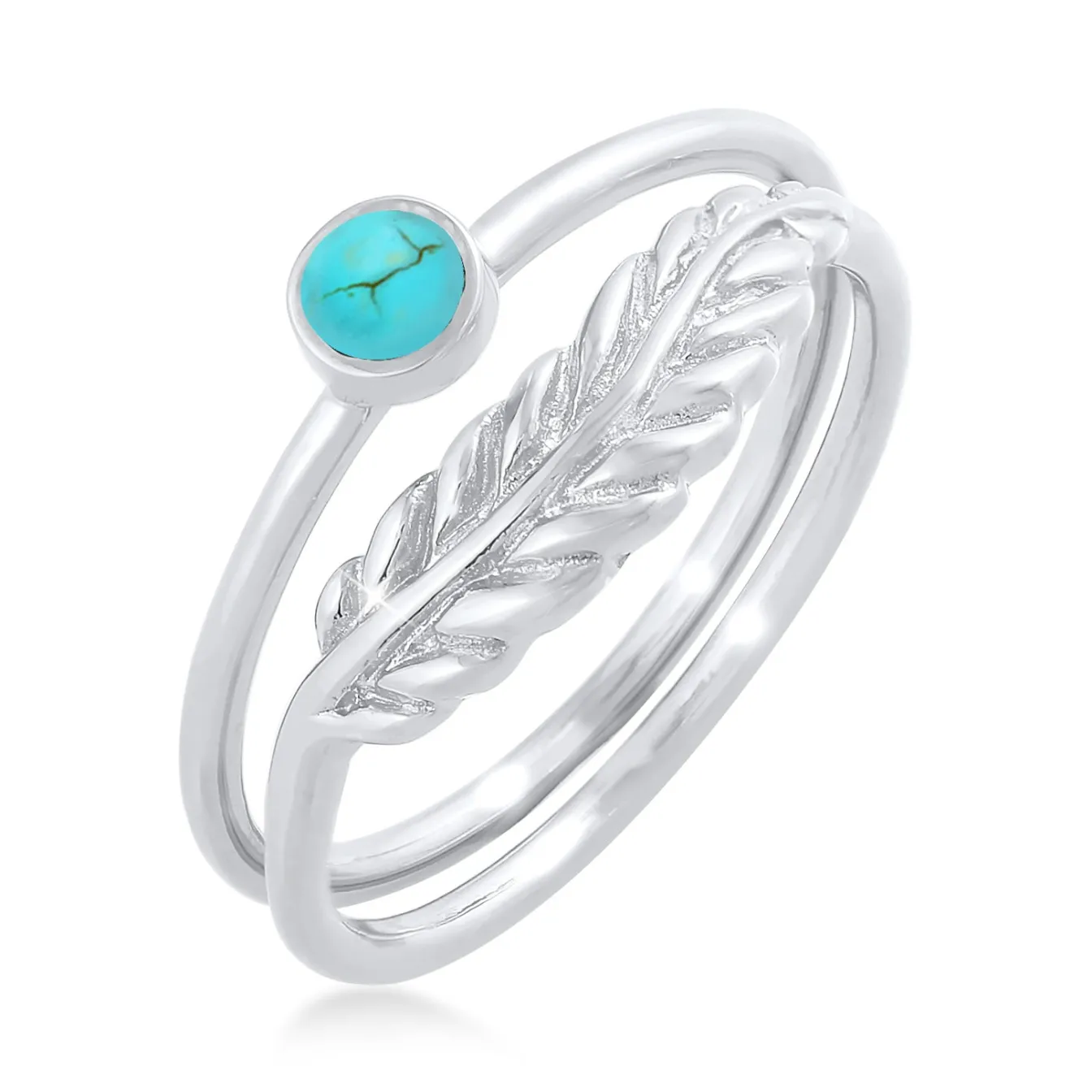 Elli "Ringset | Howlith ( Türkis )< Ringe|Silber