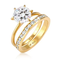Elli "Ringset | Kristall ( Weiß )< Roségold|Ringe