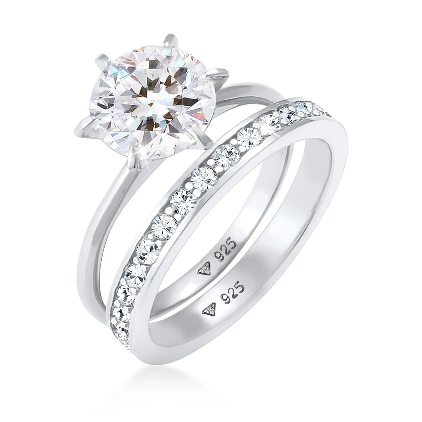 Elli "Ringset | Kristall ( Weiß )< Roségold|Ringe