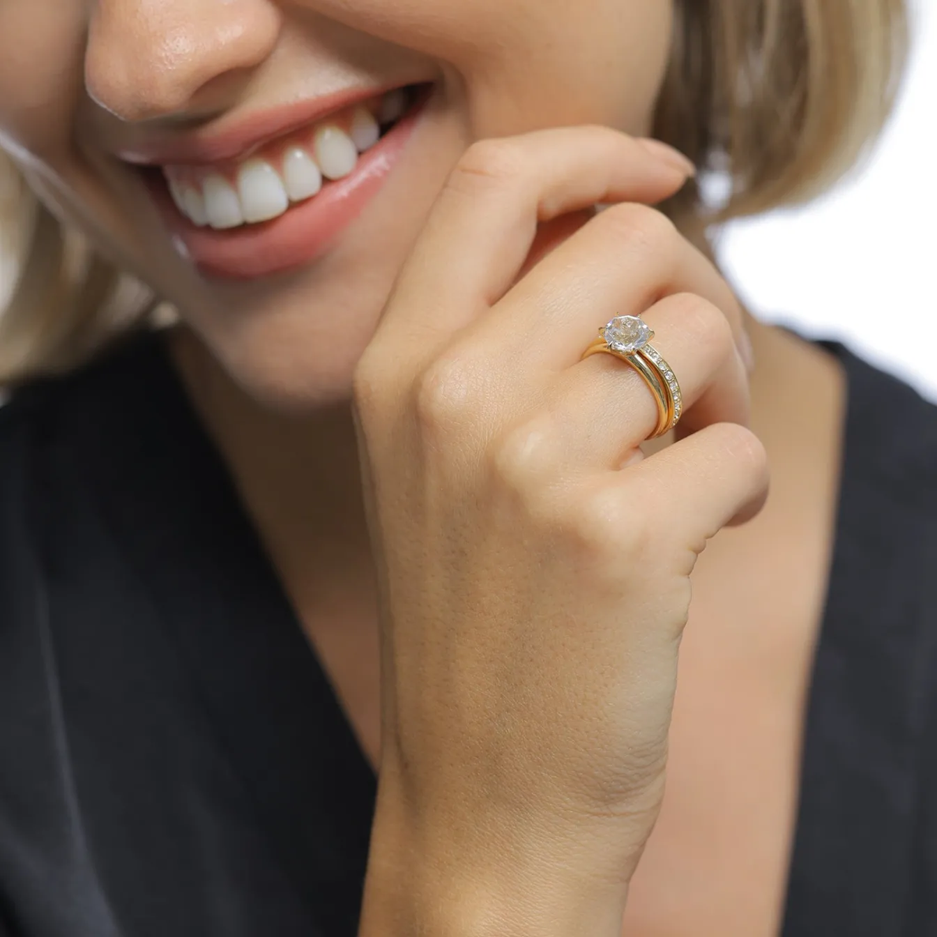 Elli "Ringset | Kristall ( Weiß )< Roségold|Ringe