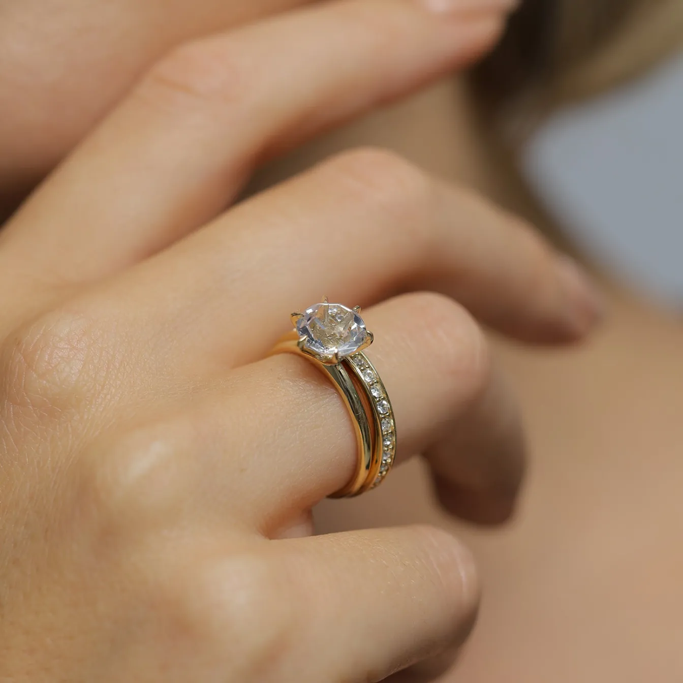 Elli "Ringset | Kristall ( Weiß )< Roségold|Ringe