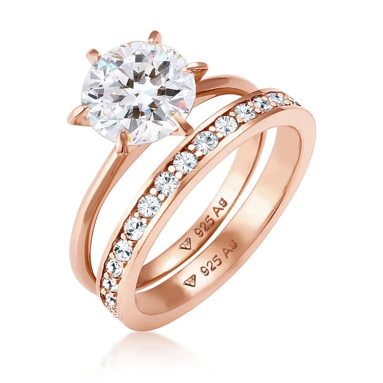 Elli "Ringset | Kristall ( Weiß )< Roségold|Ringe