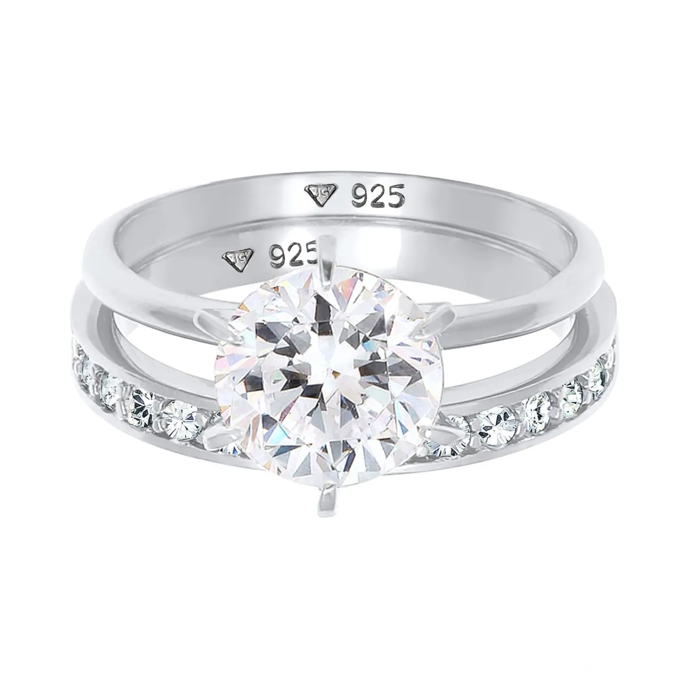 Elli "Ringset | Kristall ( Weiß )< Roségold|Ringe