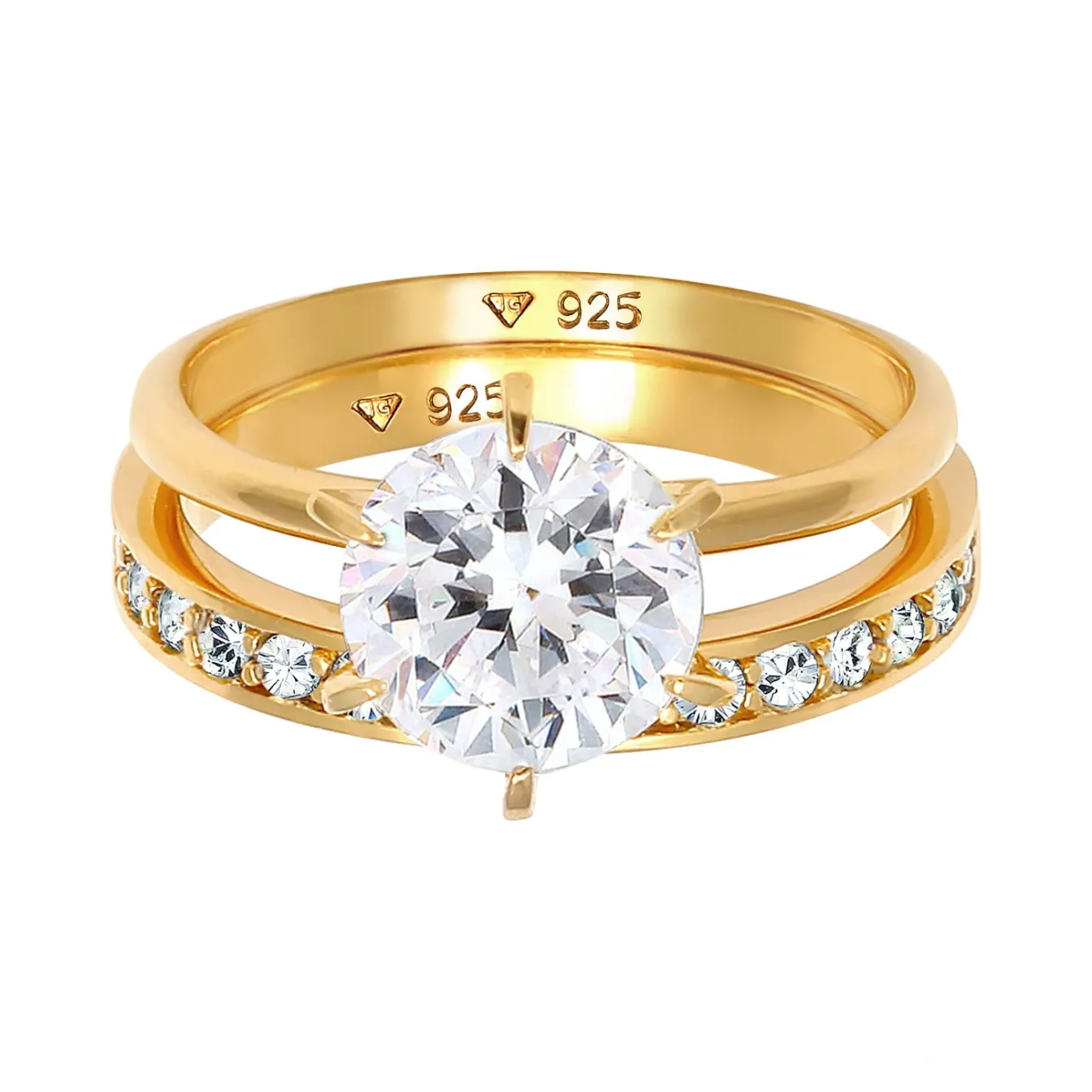 Elli "Ringset | Kristall ( Weiß )< Roségold|Ringe