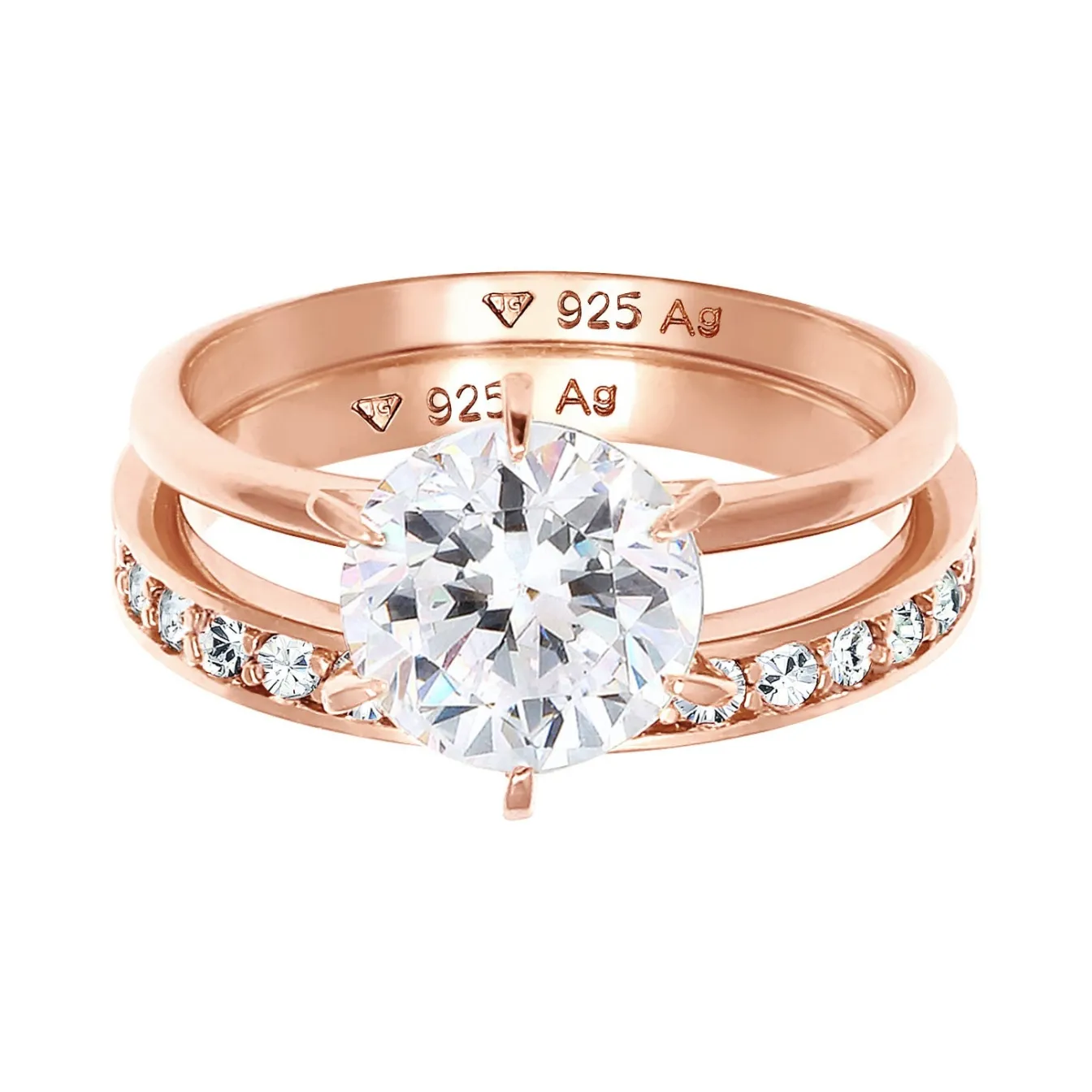 Elli "Ringset | Kristall ( Weiß )< Roségold|Ringe