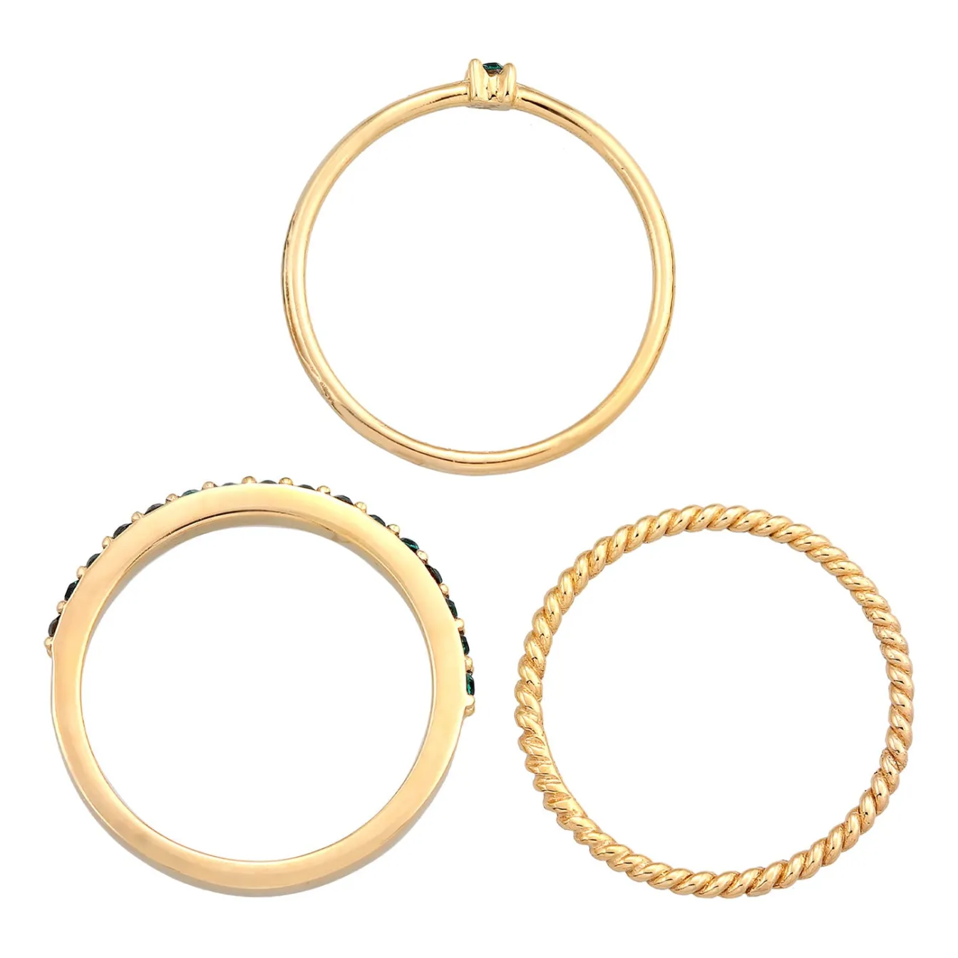 Elli "Ringset | Kristall (Grün)< Ringe|Vergoldet