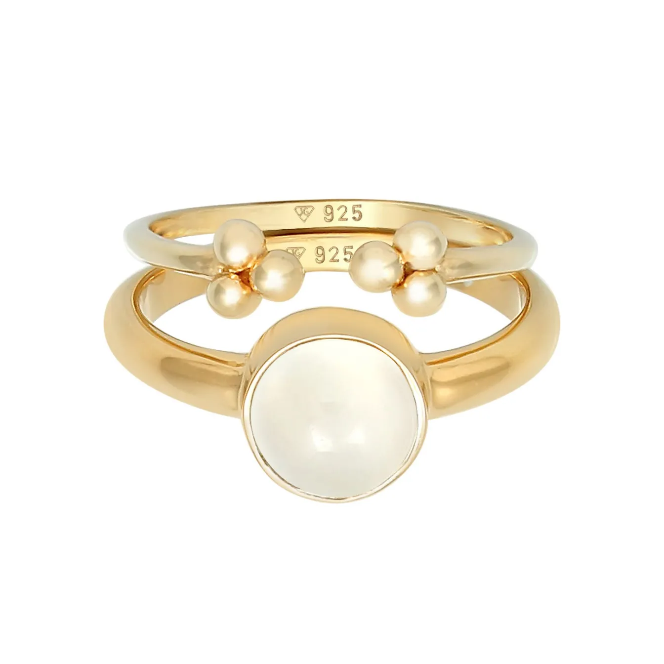 Elli "Ringset | Mondstein ( Weiß )< Ringe|Vergoldet