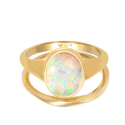 Elli "Ringset | Opal ( Weiß )< Ringe|Vergoldet