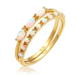 Elli "Ringset | Opal ( Weiß )< Ringe|Silber