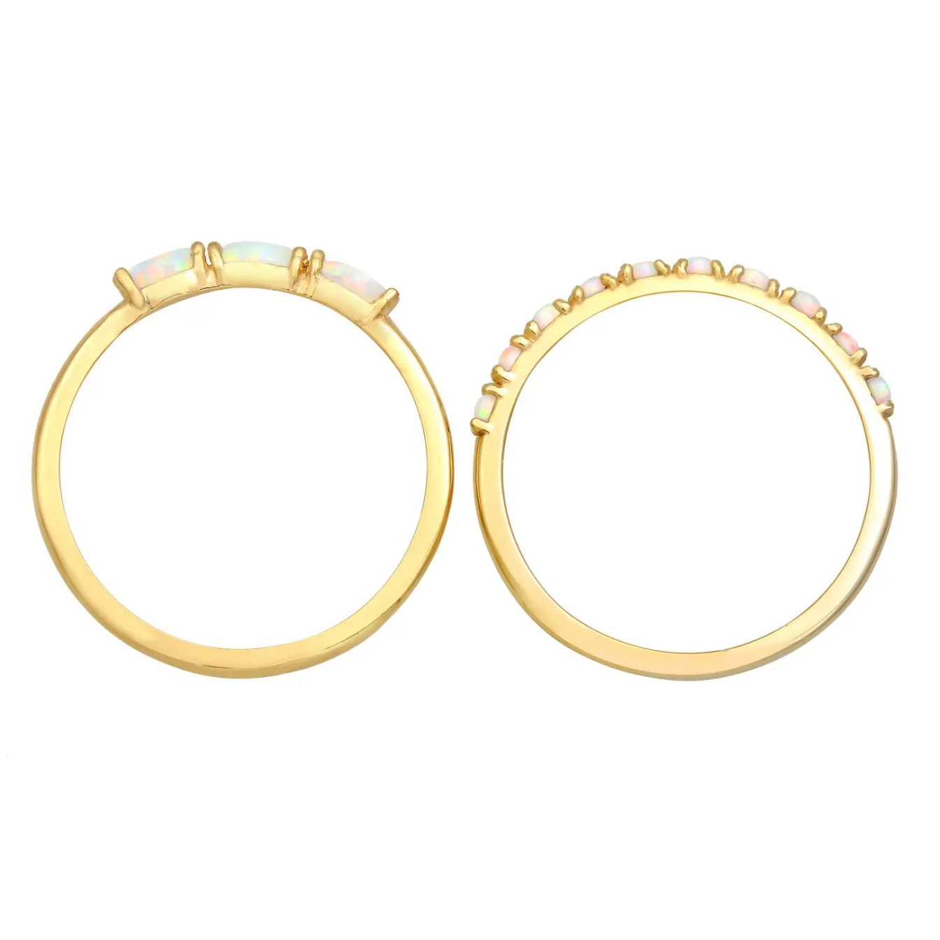 Elli "Ringset | Opal ( Weiß )< Ringe|Silber