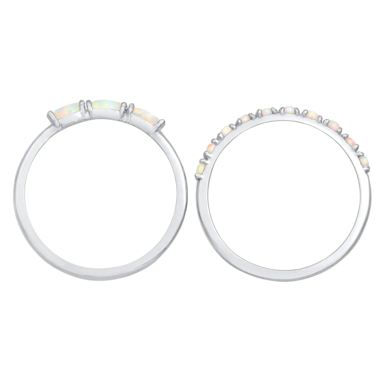 Elli "Ringset | Opal ( Weiß )< Ringe|Silber