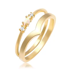 Elli "Ringset | Opal ( Weiß )< Roségold|Ringe