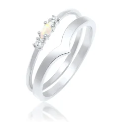 Elli "Ringset | Opal ( Weiß )< Roségold|Ringe