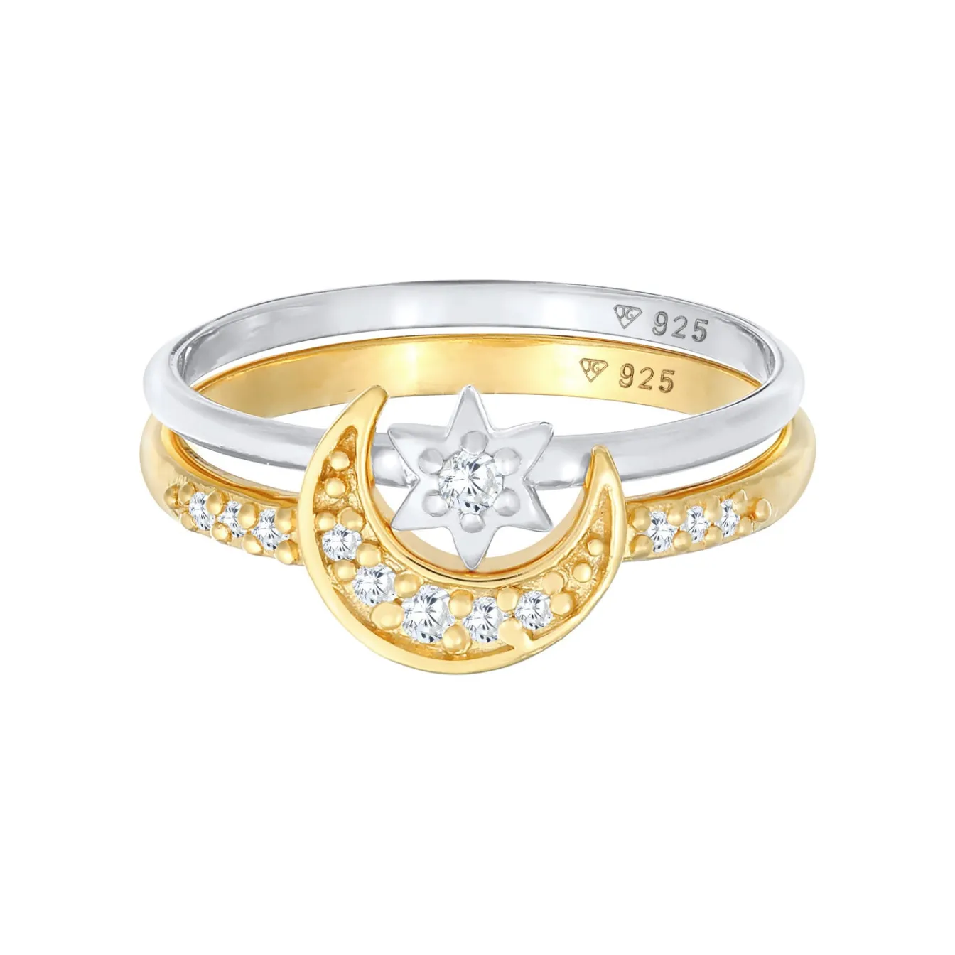 Elli "Ringset Astro | Zirkonia ( Weiß )< Symbol-schmuck|Ringe