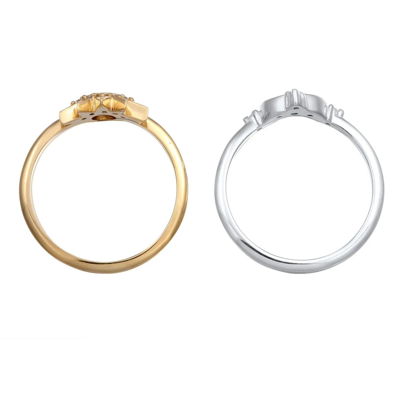 Elli "Ringset Astro | Zirkonia (Weiß)< Vergoldet|Symbol-schmuck
