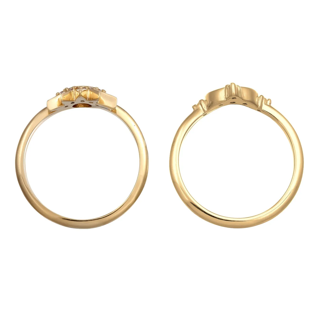 Elli "Ringset Astro | Zirkonia (Weiß)< Vergoldet|Symbol-schmuck