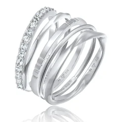 Elli "Ringset Basic | Glaskristall (Weiß)< Ringe|Vergoldet