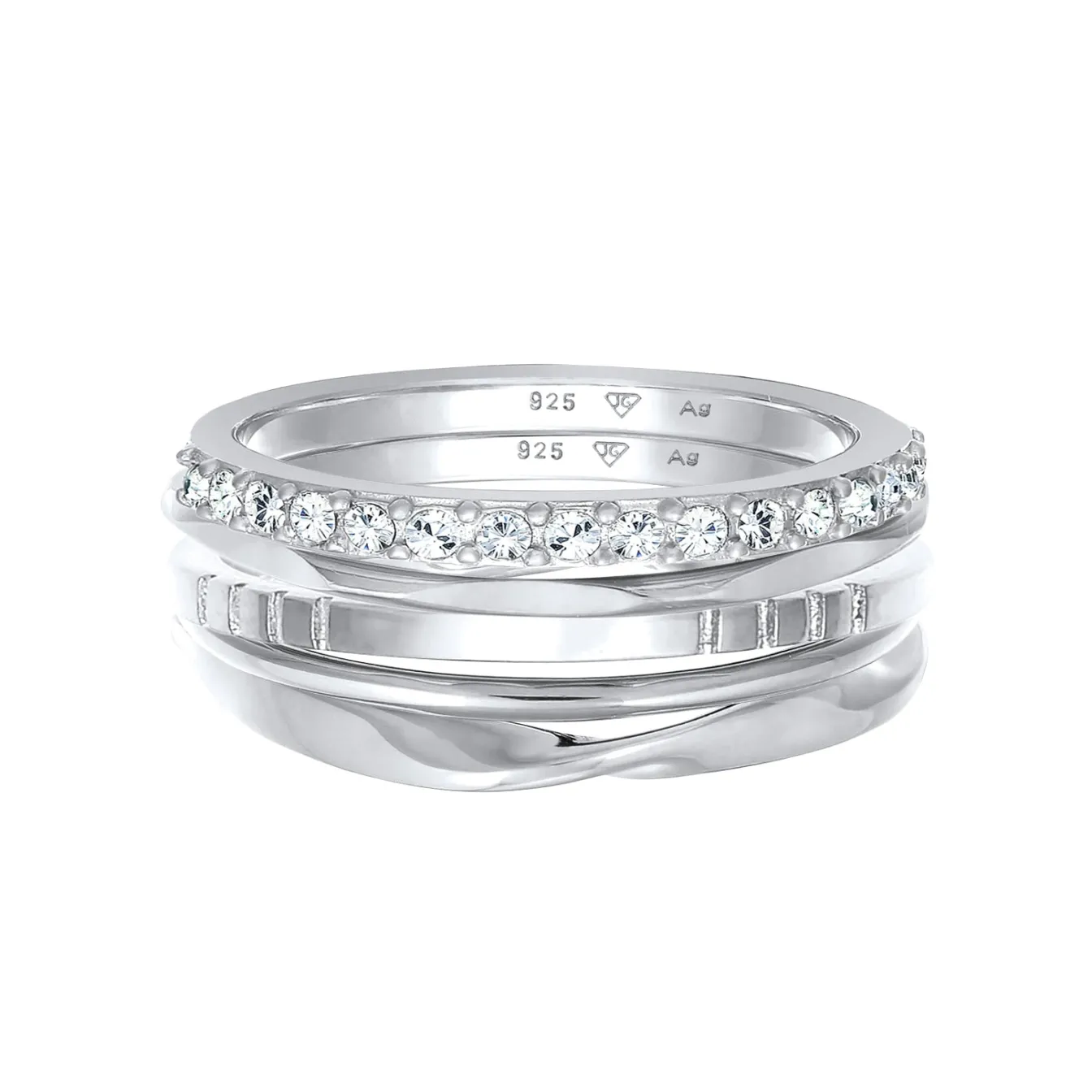 Elli "Ringset Basic | Glaskristall (Weiß)< Ringe|Vergoldet