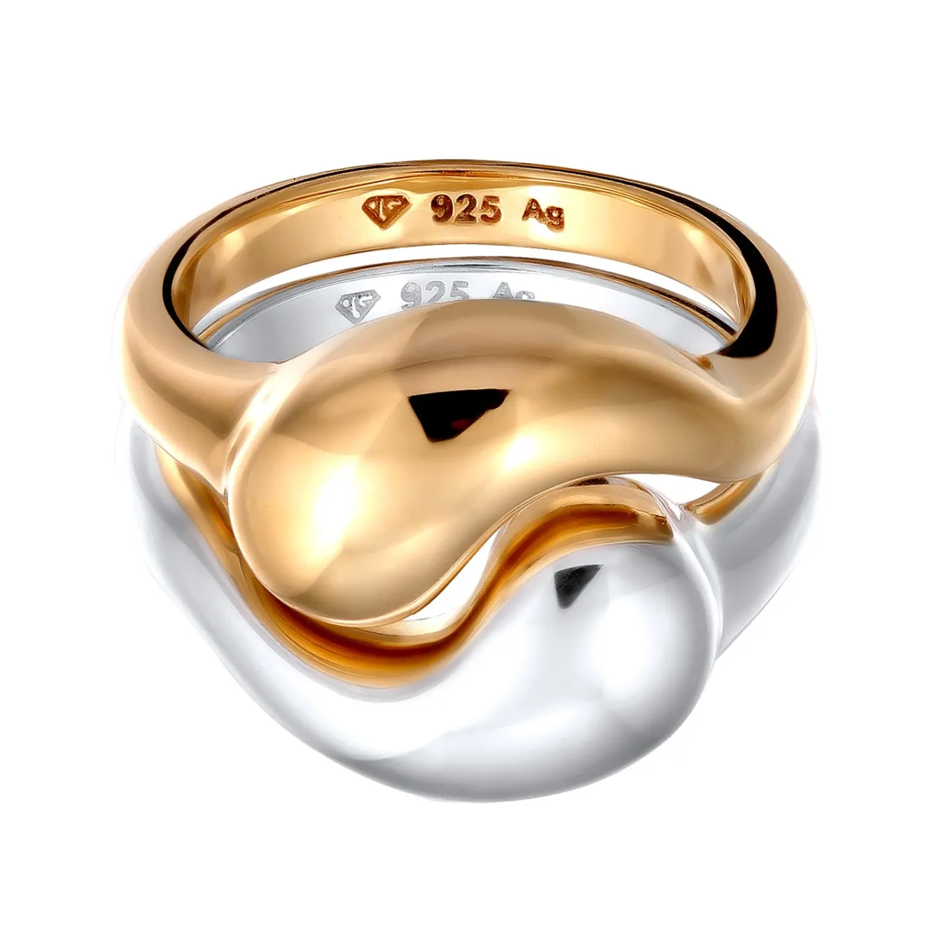 Elli "Ringset Bicolor Ying Yang< Vergoldet|Ringe