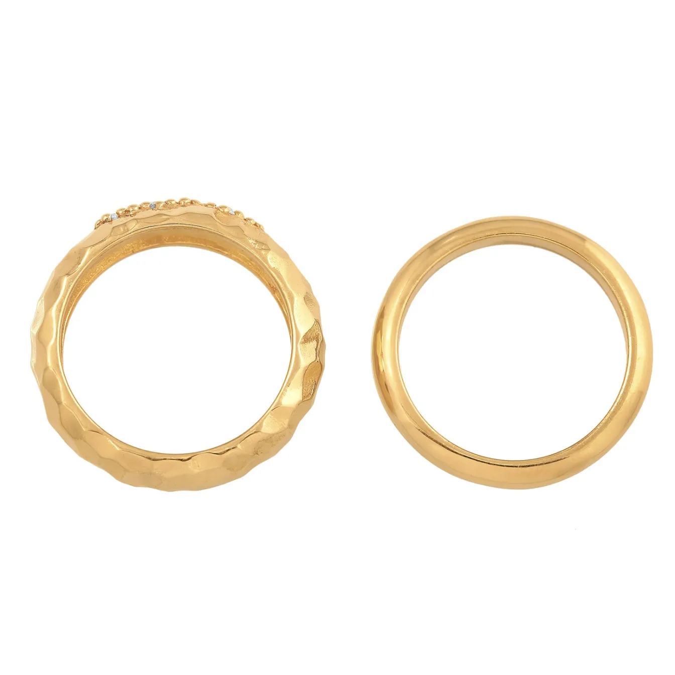 Elli "Ring-Set Gehämmert | Topas (Weiß)< Ringe|Silber
