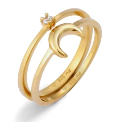 Elli "Ringset Halbmond | Zirkonia (Weiß)< Vergoldet|Ringe