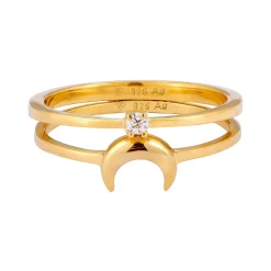 Elli "Ringset Halbmond | Zirkonia (Weiß)< Vergoldet|Ringe