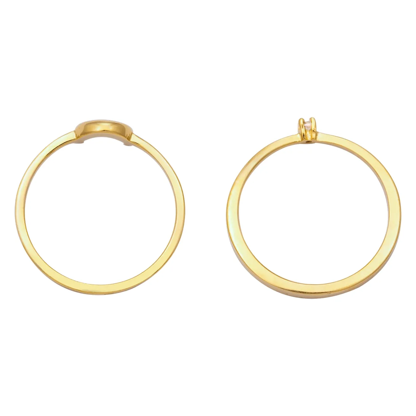 Elli "Ringset Halbmond | Zirkonia (Weiß)< Vergoldet|Ringe