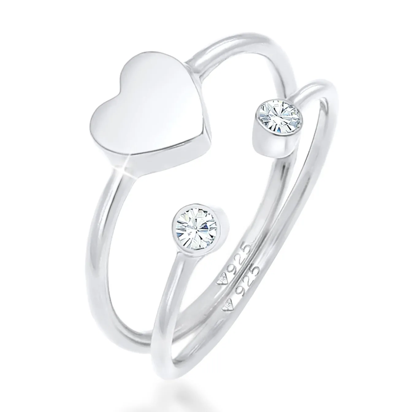 Elli "Ringset Herz | Kristall (Weiß)< Symbol-schmuck|Herz-schmuck