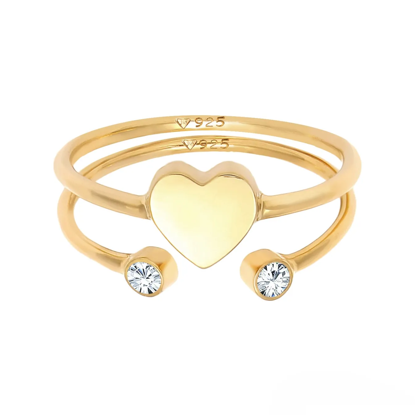 Elli "Ringset Herz | Kristall (Weiß)< Symbol-schmuck|Herz-schmuck