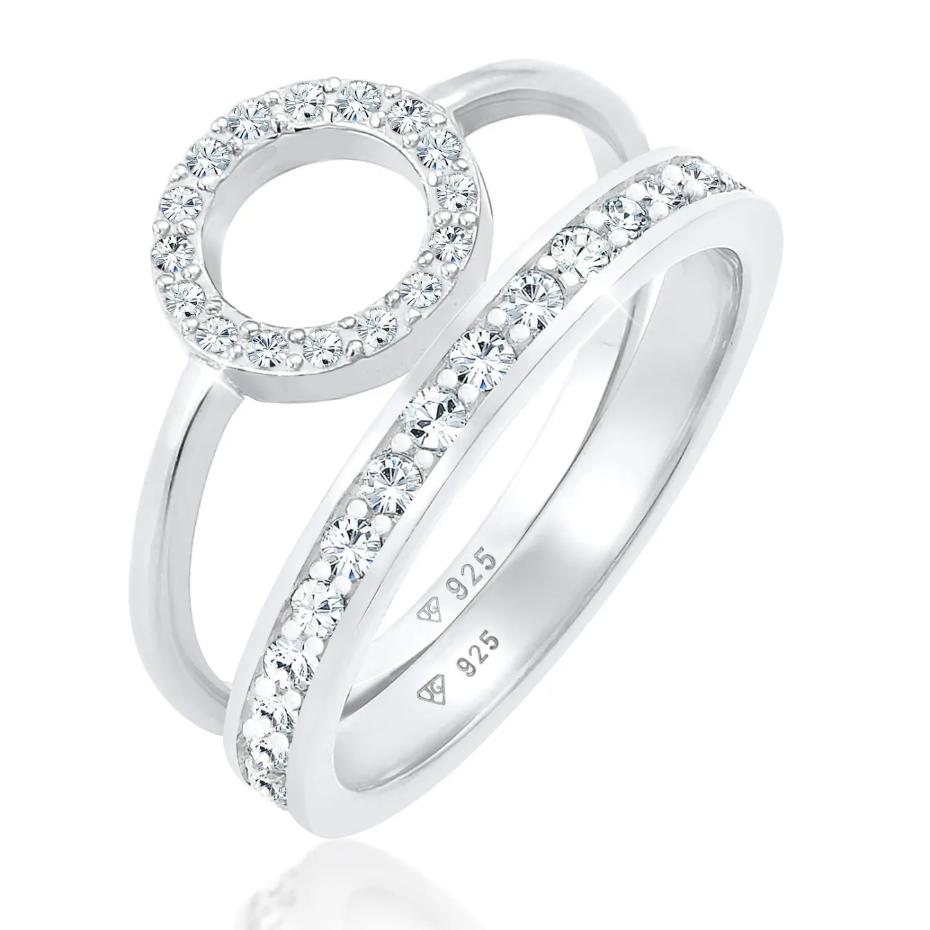 Elli "Ringset Kreis | Kristall (Weiß)< Ringe|Vergoldet