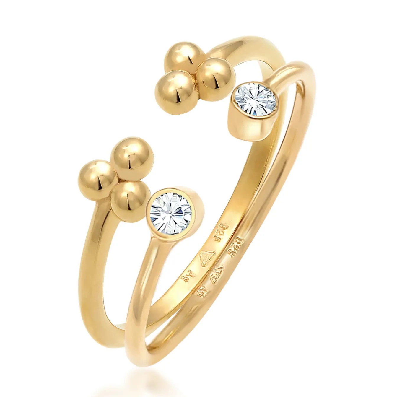 Elli "Ring-Set Kugel Offen | Kristall (Weiß)< Ringe|Silber