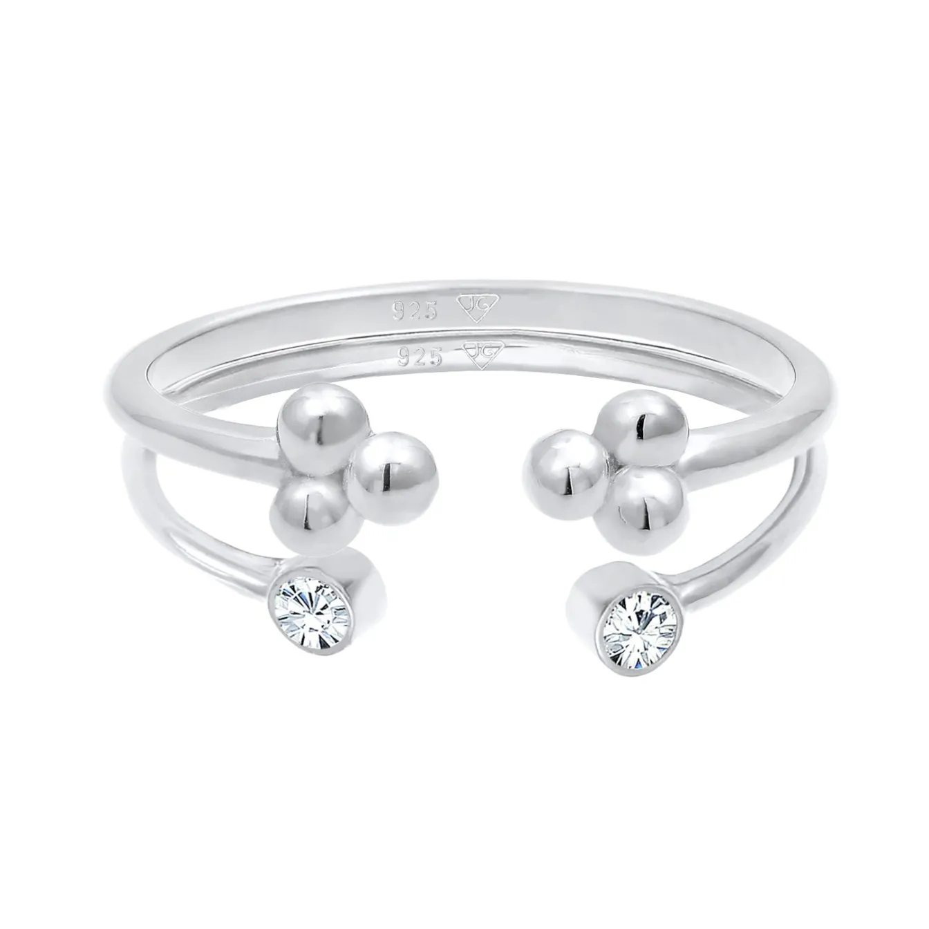 Elli "Ring-Set Kugel Offen | Kristall (Weiß)< Ringe|Silber