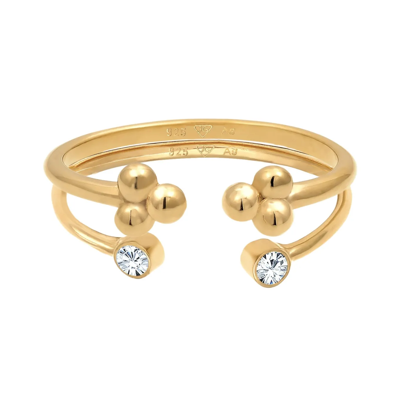 Elli "Ring-Set Kugel Offen | Kristall (Weiß)< Ringe|Silber