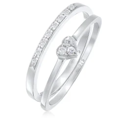 Elli "Ring-Set Memoire Herz | Zirkonia (Weiß)< Roségold|Symbol-schmuck