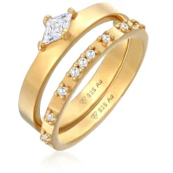 Elli "Ring-Set Solitär | Zirkonia (Weiß)< Ringe|Silber