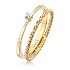 Elli "Ring-Set Verlobung | Diamant (weiß, 0.03 ct.)< Ringe|Silber