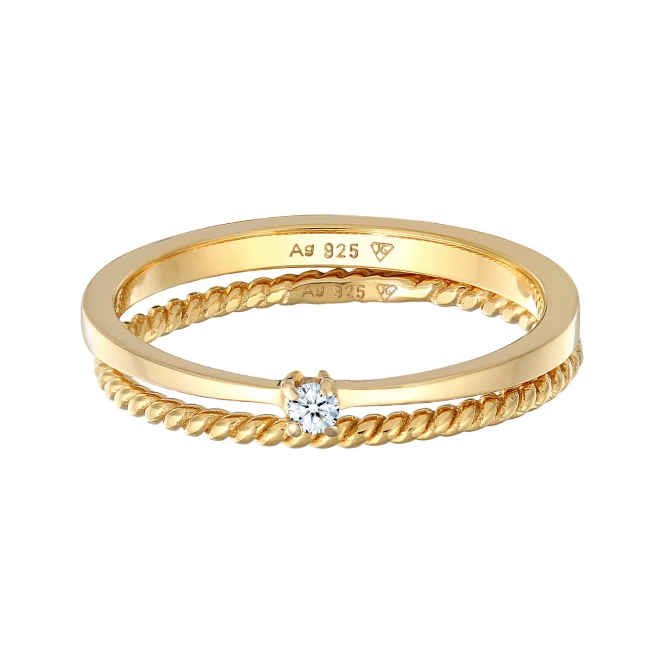 Elli "Ring-Set Verlobung | Diamant (weiß, 0.03 ct.)< Ringe|Silber
