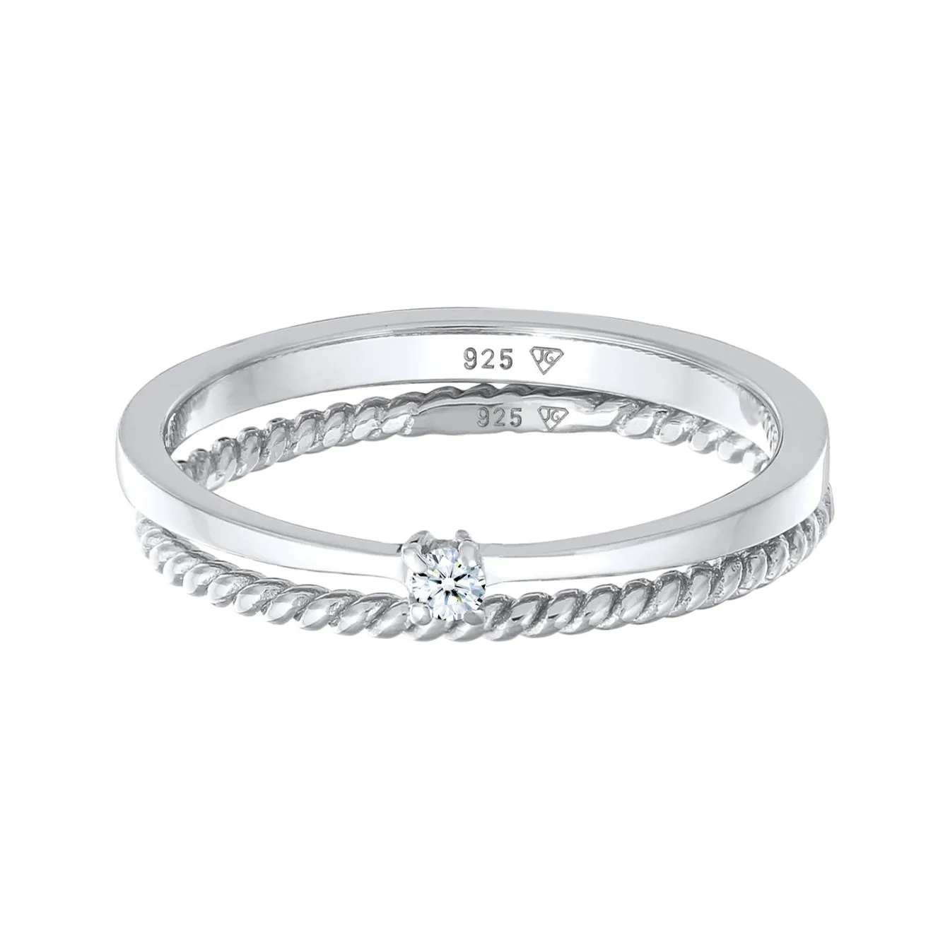 Elli "Ring-Set Verlobung | Diamant (weiß, 0.03 ct.)< Ringe|Silber